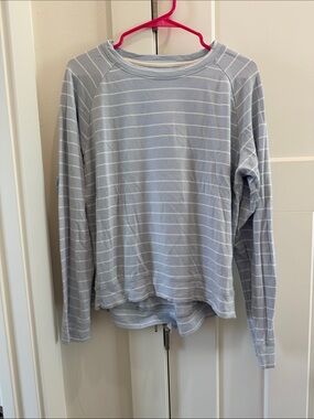 Thread & Supply Light Blue and White Striped Crewneck Sweatshirt